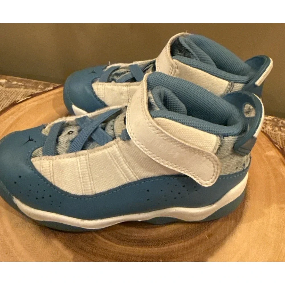 Jordan 6 Rings Tennis Shoes Toddler Size 10C Blue White Dutch‎ DM8954-100 VGUC